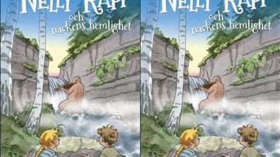 Nelly och Valle tittar på någon som spelar fiol.