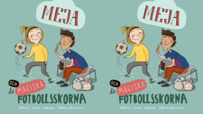 Meja trixar med en fotboll bredvid sin kompis