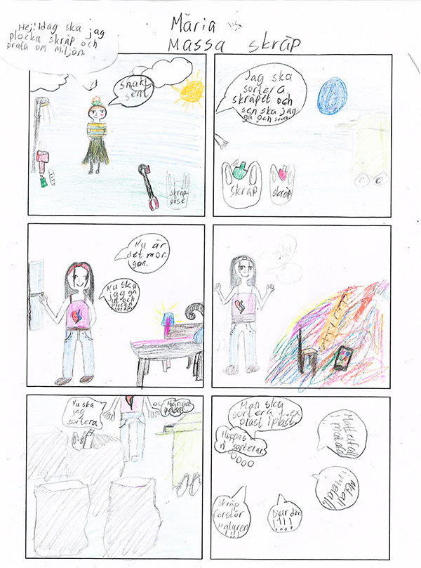 En handritad tecknad serie.